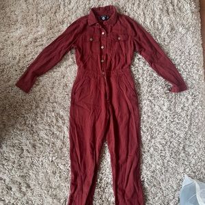 Red utility jumpsuit